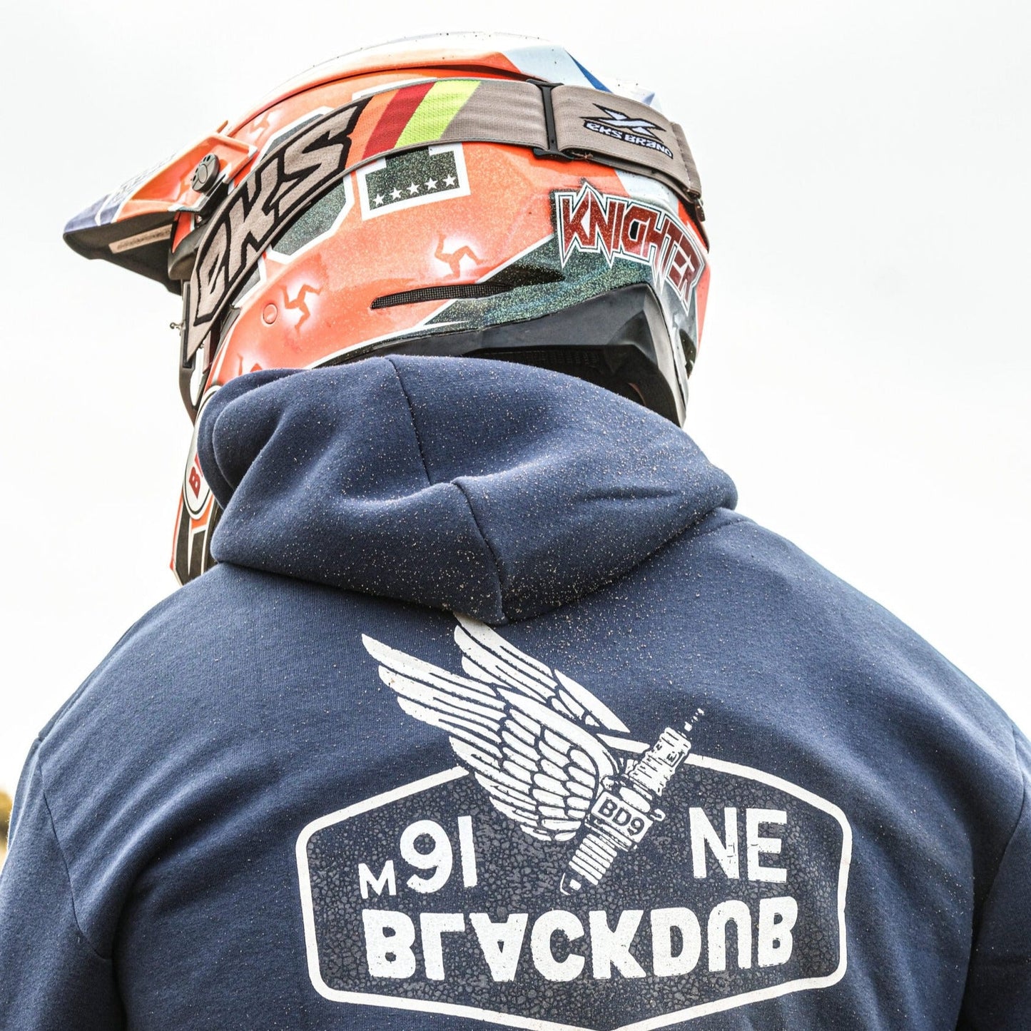David Knight Enduro Racer, World Enduro Rider, Enduro Racing, Motorcycle Enduro, Motorcycle Racing, Bleu Hoodie, The Black Dub, Uggly&Co, ugglyandco, ugly and co, motorcycle fashion, vintage styled hoodie, isle of man tt merchandise